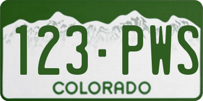 CO license plate 123PWS
