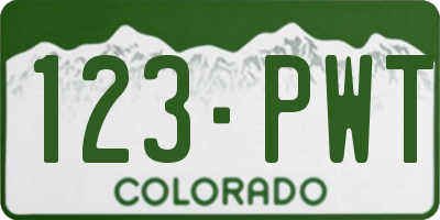 CO license plate 123PWT