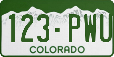 CO license plate 123PWU