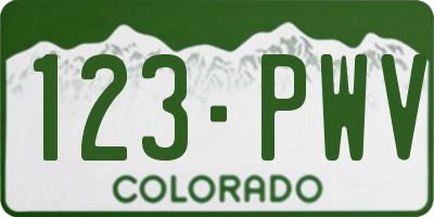 CO license plate 123PWV