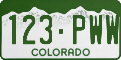 CO license plate 123PWW