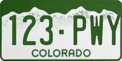 CO license plate 123PWY