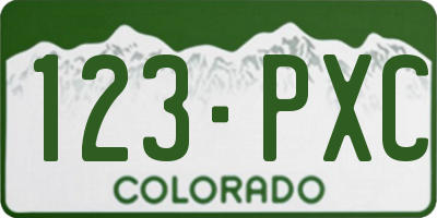 CO license plate 123PXC