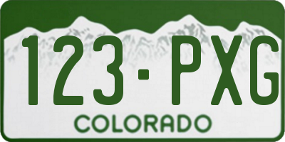 CO license plate 123PXG
