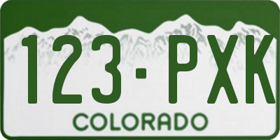 CO license plate 123PXK