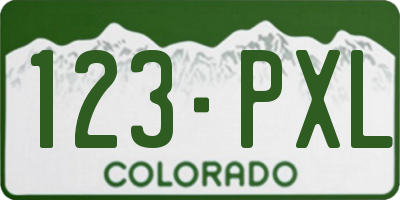 CO license plate 123PXL