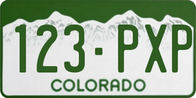 CO license plate 123PXP