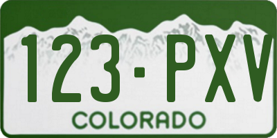 CO license plate 123PXV