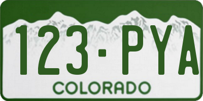 CO license plate 123PYA