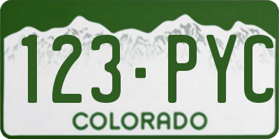 CO license plate 123PYC