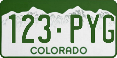 CO license plate 123PYG