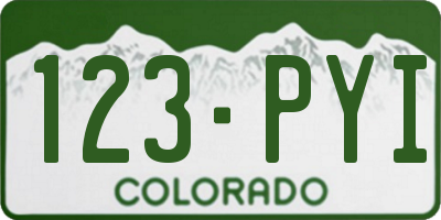 CO license plate 123PYI