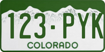 CO license plate 123PYK