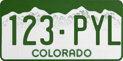 CO license plate 123PYL