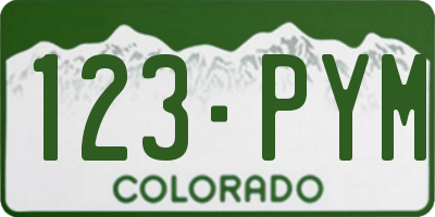 CO license plate 123PYM