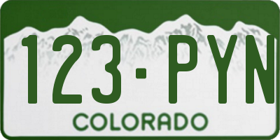 CO license plate 123PYN