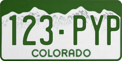 CO license plate 123PYP