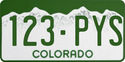 CO license plate 123PYS