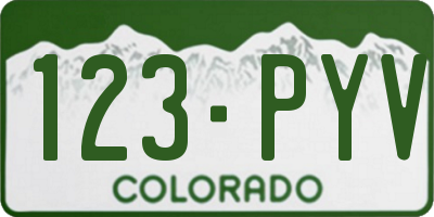 CO license plate 123PYV