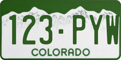 CO license plate 123PYW
