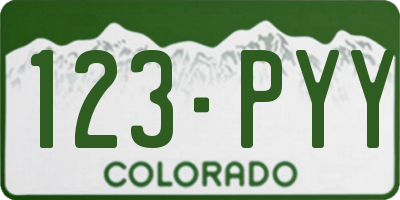 CO license plate 123PYY