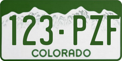 CO license plate 123PZF