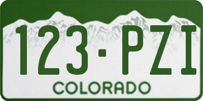 CO license plate 123PZI