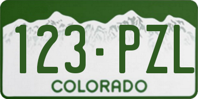 CO license plate 123PZL