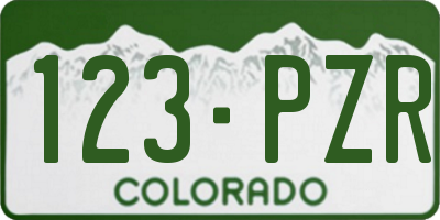 CO license plate 123PZR