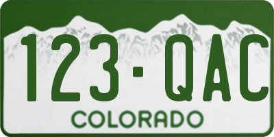 CO license plate 123QAC