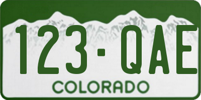 CO license plate 123QAE