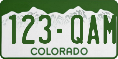 CO license plate 123QAM