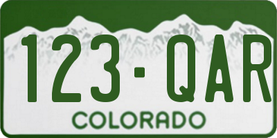 CO license plate 123QAR