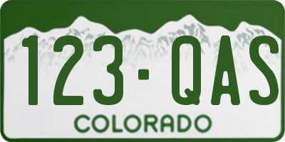 CO license plate 123QAS