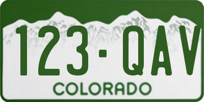 CO license plate 123QAV