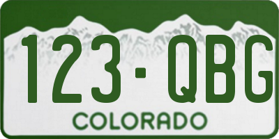 CO license plate 123QBG