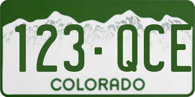 CO license plate 123QCE