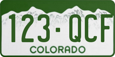 CO license plate 123QCF
