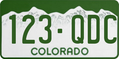 CO license plate 123QDC
