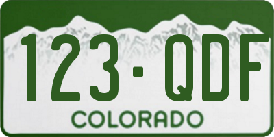 CO license plate 123QDF