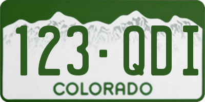CO license plate 123QDI