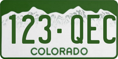 CO license plate 123QEC