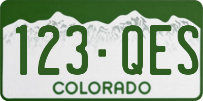 CO license plate 123QES