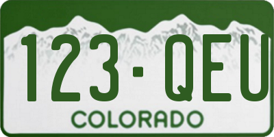 CO license plate 123QEU