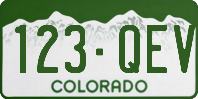 CO license plate 123QEV