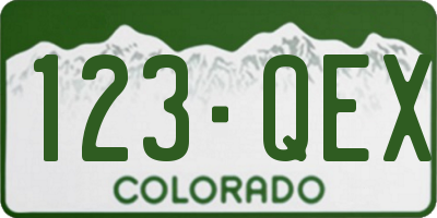 CO license plate 123QEX
