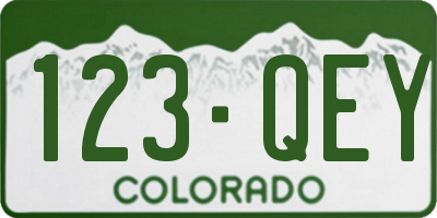 CO license plate 123QEY
