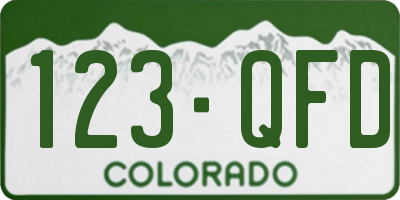 CO license plate 123QFD