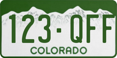 CO license plate 123QFF