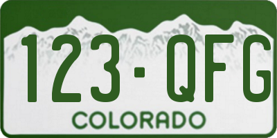 CO license plate 123QFG